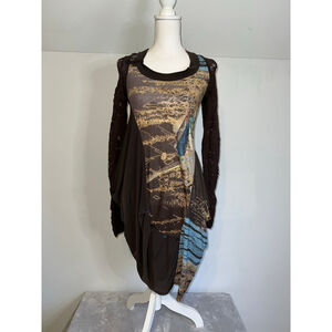 Women's 2026 Brown Long Sleeve Dress Cop Copine Euro Grunge